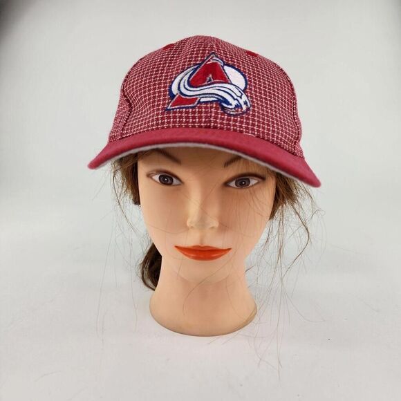 VTG Colorado Avalanche Logo Athletic Board Hook Loop Hat Cap RARE Red Hats - Picture 1 of 12